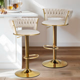 Darrahopens Furniture > Bar Stools & Chairs > Table & Bar Stools Artiss 4x Bar Stools Gas Lift Velvet Woven Backrest Ivory