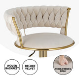 Darrahopens Furniture > Bar Stools & Chairs > Table & Bar Stools Artiss 4x Bar Stools Gas Lift Velvet Woven Backrest Ivory