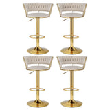 Darrahopens Furniture > Bar Stools & Chairs > Table & Bar Stools Artiss 4x Bar Stools Gas Lift Velvet Woven Backrest Ivory