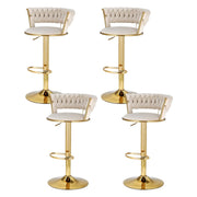 Darrahopens Furniture > Bar Stools & Chairs > Table & Bar Stools Artiss 4x Bar Stools Gas Lift Velvet Woven Backrest Ivory