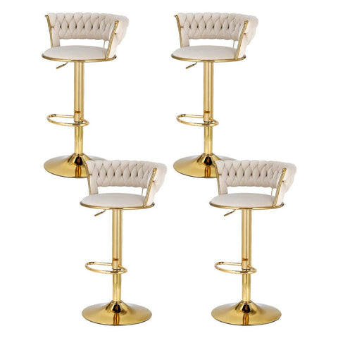 Darrahopens Furniture > Bar Stools & Chairs > Table & Bar Stools Artiss 4x Bar Stools Gas Lift Velvet Woven Backrest Ivory