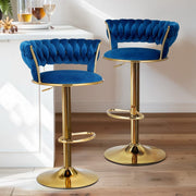 Darrahopens Furniture > Bar Stools & Chairs > Table & Bar Stools Artiss 4x Bar Stools Gas Lift Velvet Woven Backrest Navy