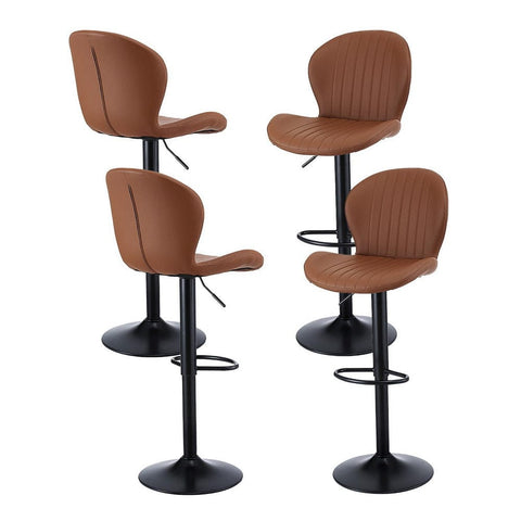 Darrahopens Furniture > Bar Stools & Chairs > Table & Bar Stools Artiss 4x Bar Stools Kitchen Swivel Gas Lift Counter Chair Shell Leather Brown