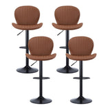 Darrahopens Furniture > Bar Stools & Chairs > Table & Bar Stools Artiss 4x Bar Stools Kitchen Swivel Gas Lift Counter Chair Shell Leather Brown