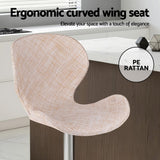 Darrahopens Furniture > Bar Stools & Chairs > Table & Bar Stools Artiss 4x Bar Stools Kitchen Swivel Gas Lift Counter Chair Wing PE Rattan Beige