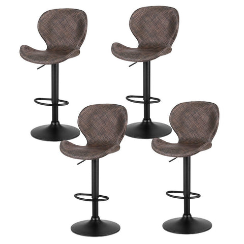 Darrahopens Furniture > Bar Stools & Chairs > Table & Bar Stools Artiss 4x Bar Stools Kitchen Swivel Gas Lift Counter Chair Wing PE Rattan Brown