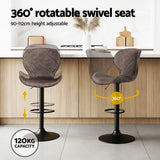 Darrahopens Furniture > Bar Stools & Chairs > Table & Bar Stools Artiss 4x Bar Stools Kitchen Swivel Gas Lift Counter Chair Wing PE Rattan Brown