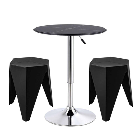 Darrahopens Furniture > Bar Stools & Chairs > Table & Bar Stools Artiss Bar Stools and Table Set 3PCS Dining Desk Kitchen Chair PVC Leather Black