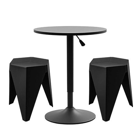 Darrahopens Furniture > Bar Stools & Chairs > Table & Bar Stools Artiss Bar Stools and Table Set 3PCS Dining Desk Kitchen Chairs Cafe Pub Black