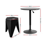 Darrahopens Furniture > Bar Stools & Chairs > Table & Bar Stools Artiss Bar Stools and Table Set 3PCS Dining Desk Kitchen Chairs Cafe Pub Black