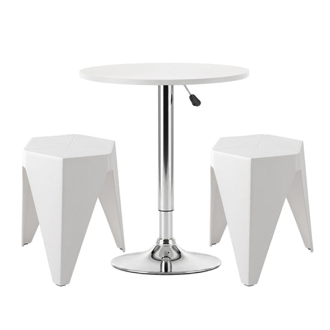 Darrahopens Furniture > Bar Stools & Chairs > Table & Bar Stools Artiss Bar Stools and Table Set 3PCS Dining Desk Kitchen Chairs Cafe Pub White