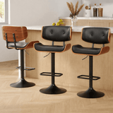 Darrahopens Furniture > Bar Stools & Chairs > Table & Bar Stools Artiss Bar Stools X3 Kitchen Counter Chair Gas Lift Swivel PU Cherry All Black In Australia - Darrahopens