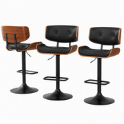 Darrahopens Furniture > Bar Stools & Chairs > Table & Bar Stools Artiss Bar Stools X3 Kitchen Counter Chair Gas Lift Swivel PU Cherry All Black In Australia - Darrahopens