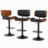 Artiss Bar Stools X3 Kitchen Counter Chair Gas Lift Swivel PU Cherry All Black In Australia - Darrahopens