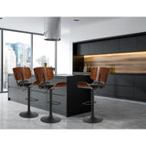 Darrahopens Furniture > Bar Stools & Chairs > Table & Bar Stools Artiss Bar Stools X3 Kitchen Counter Chair Gas Lift Swivel PU Cherry All Black In Australia - Darrahopens