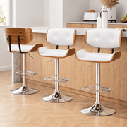 Darrahopens Furniture > Bar Stools & Chairs > Table & Bar Stools Artiss Bar Stools X3 Kitchen Counter Chair Gas Lift Swivel PU Cherry White In Australia - Darrahopens