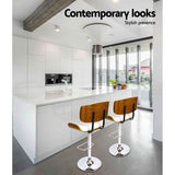 Artiss Bar Stools X3 Kitchen Counter Chair Gas Lift Swivel PU Cherry White In Australia - Darrahopens