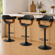 Darrahopens Furniture > Bar Stools & Chairs > Table & Bar Stools Artiss Bar Stools X3 Kitchen Counter Chair Gas Lift Swivel PU Selina All Black In Australia - Darrahopens