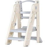 Darrahopens Furniture > Bar Stools & Chairs > Table & Bar Stools Foldable Kids Step Stool Kitchen Helper Tower in Grey, Adjustable Height, 55x55x79cm In Australia - Darrahopens
