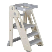 Darrahopens Furniture > Bar Stools & Chairs > Table & Bar Stools Foldable Kids Step Stool Kitchen Helper Tower in Grey, Adjustable Height, 55x55x79cm In Australia - Darrahopens