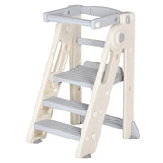 Darrahopens Furniture > Bar Stools & Chairs > Table & Bar Stools Foldable Kids Step Stool Kitchen Helper Tower in Grey, Adjustable Height, 55x55x79cm In Australia - Darrahopens