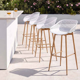Darrahopens Furniture > Bar Stools & Chairs > Table & Bar Stools Gardeon 4-Piece Outdoor Bar Stools Plastic Metal Dining Chair Balcony White In Australia - Darrahopens