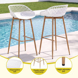 Darrahopens Furniture > Bar Stools & Chairs > Table & Bar Stools Gardeon 4-Piece Outdoor Bar Stools Plastic Metal Dining Chair Balcony White In Australia - Darrahopens