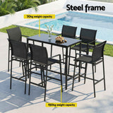 Darrahopens Furniture > Bar Stools & Chairs > Table & Bar Stools Gardeon 7PCS Outdoor Bar Set Stools Dining Chairs Table Patio Steel Bistro Set Black