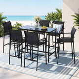 Darrahopens Furniture > Bar Stools & Chairs > Table & Bar Stools Gardeon 7PCS Outdoor Bar Set Stools Dining Chairs Table Patio Steel Bistro Set Black