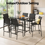 Darrahopens Furniture > Bar Stools & Chairs > Table & Bar Stools Gardeon 7PCS Outdoor Bar Set Stools Dining Chairs Table Patio Steel Bistro Set Black