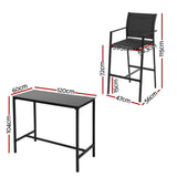 Darrahopens Furniture > Bar Stools & Chairs > Table & Bar Stools Gardeon 7PCS Outdoor Bar Set Stools Dining Chairs Table Patio Steel Bistro Set Black