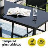 Darrahopens Furniture > Bar Stools & Chairs > Table & Bar Stools Gardeon 7PCS Outdoor Bar Set Stools Dining Chairs Table Patio Steel Bistro Set Black