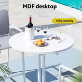 Darrahopens Furniture > Bar Stools & Chairs > Table & Bar Stools Gardeon Outdoor Bar Table Round Folding Desk Top 109cm Patio Furniture White