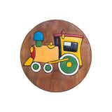 Darrahopens Furniture > Bar Stools & Chairs > Table & Bar Stools Hand Carved Children's Chair Stool Wooden Train Locomotive Theme