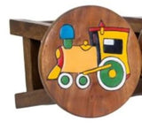 Darrahopens Furniture > Bar Stools & Chairs > Table & Bar Stools Hand Carved Children's Chair Stool Wooden Train Locomotive Theme