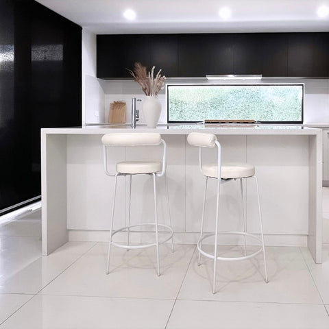 Darrahopens Furniture > Bar Stools & Chairs > Table & Bar Stools Interior Ave - Calipo White Leather Kitchen Bar Stool - Set of 2