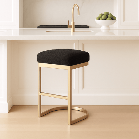 Darrahopens Furniture > Bar Stools & Chairs > Table & Bar Stools Interior Ave - Royale Black Boucle Kitchen Bar Stool