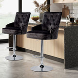 Darrahopens Furniture > Bar Stools & Chairs > Table & Bar Stools Luxury Black Velvet Swivel Bar Stool With Lion Knocker & Cross Stitch High Back