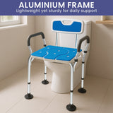 Darrahopens Furniture > Bar Stools & Chairs > Table & Bar Stools Orthonica Height-Adjustable Aluminium Commode Shower Chair with Armrests Backrest Armrests Soft Stool Seat Aid