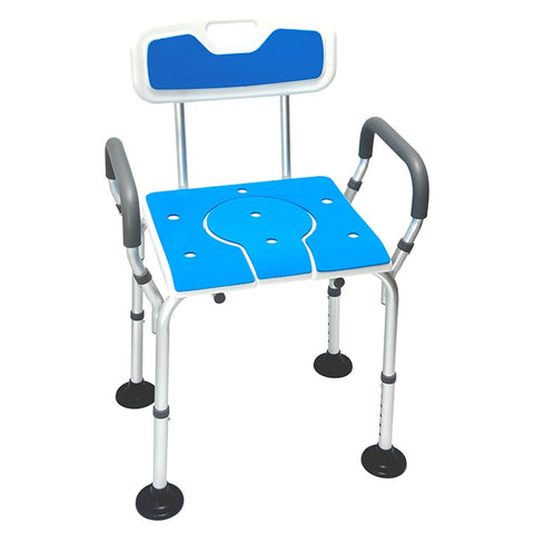 Darrahopens Furniture > Bar Stools & Chairs > Table & Bar Stools Orthonica Height-Adjustable Aluminium Commode Shower Chair with Armrests Backrest Armrests Soft Stool Seat Aid