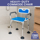Darrahopens Furniture > Bar Stools & Chairs > Table & Bar Stools Orthonica Height-Adjustable Aluminium Commode Shower Chair with Armrests Backrest Armrests Soft Stool Seat Aid