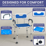 Darrahopens Furniture > Bar Stools & Chairs > Table & Bar Stools Orthonica Height-Adjustable Aluminium Commode Shower Chair with Armrests Backrest Armrests Soft Stool Seat Aid