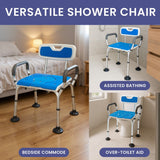 Darrahopens Furniture > Bar Stools & Chairs > Table & Bar Stools Orthonica Height-Adjustable Aluminium Commode Shower Chair with Armrests Backrest Armrests Soft Stool Seat Aid