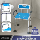 Darrahopens Furniture > Bar Stools & Chairs > Table & Bar Stools Orthonica Height-Adjustable Aluminium Commode Shower Chair with Armrests Backrest Armrests Soft Stool Seat Aid
