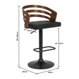 Darrahopens Furniture > Bar Stools & Chairs > Table & Bar Stools Sarantino Set Of 2 Bentwood Walnut Barstool Adjustable Height Swivel Footrest