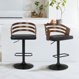 Darrahopens Furniture > Bar Stools & Chairs > Table & Bar Stools Sarantino Set Of 2 Bentwood Walnut Barstool Adjustable Height Swivel Footrest