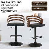 Darrahopens Furniture > Bar Stools & Chairs > Table & Bar Stools Sarantino Set Of 2 Bentwood Walnut Barstool Adjustable Height Swivel Footrest
