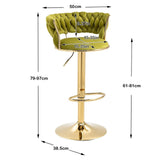 Darrahopens Furniture > Bar Stools & Chairs > Table & Bar Stools SERENITà 2x Height Adjustable Swivel Bar Stool Velvet Golden Base Barstools Chairs Padded Seat Olive Green