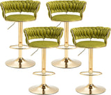 Darrahopens Furniture > Bar Stools & Chairs > Table & Bar Stools SERENITà 2x Height Adjustable Swivel Bar Stool Velvet Golden Base Barstools Chairs Padded Seat Olive Green