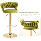 Darrahopens Furniture > Bar Stools & Chairs > Table & Bar Stools SERENITà 2x Height Adjustable Swivel Bar Stool Velvet Golden Base Barstools Chairs Padded Seat Olive Green